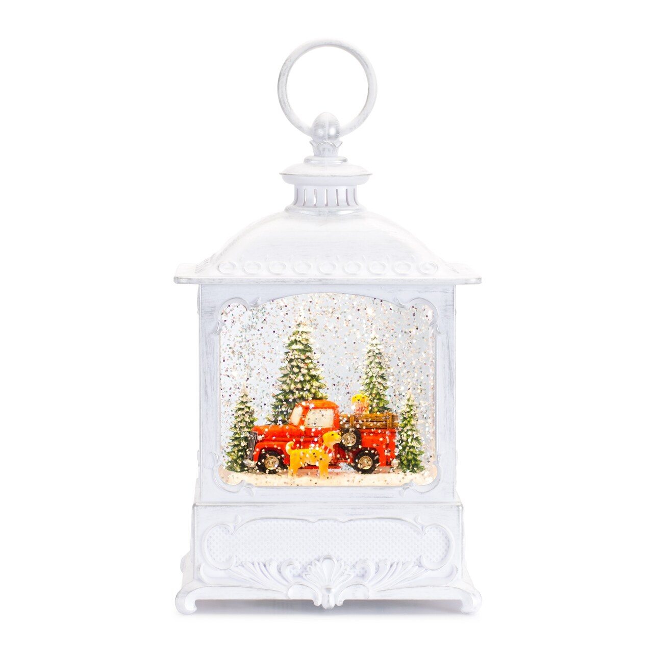Melrose 10" Pre-Lit Dog and Pickup Truck Christmas Snow Globe Lantern